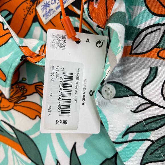 Superdry Men's Polo Shirt Size S Hawaiian Orange Vintage Button Up - Picture 7 of 12